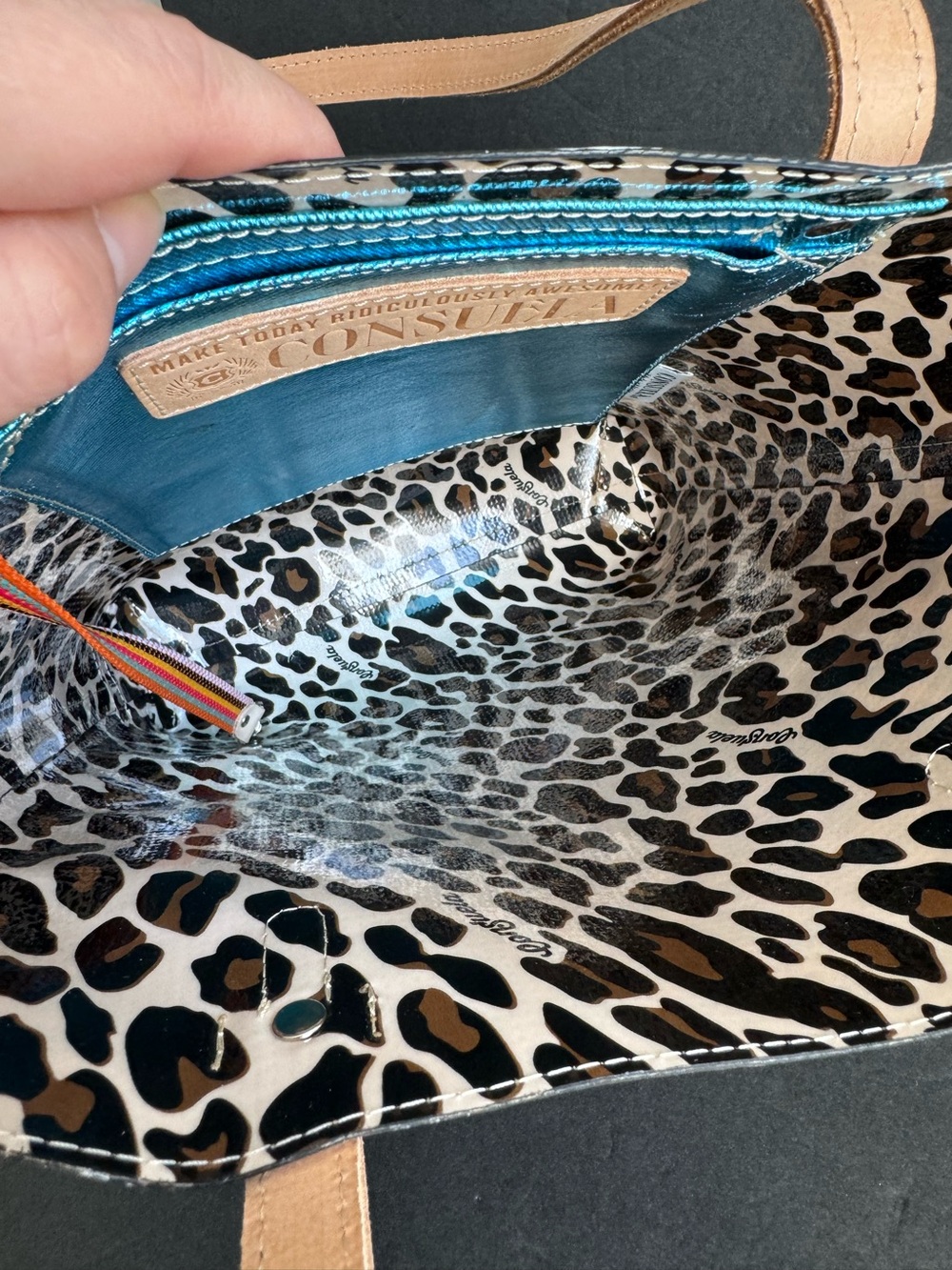 Consuela Everyday Tote Bag Cheetah Leopard Print Purse EUC - Picture 9 of 12
